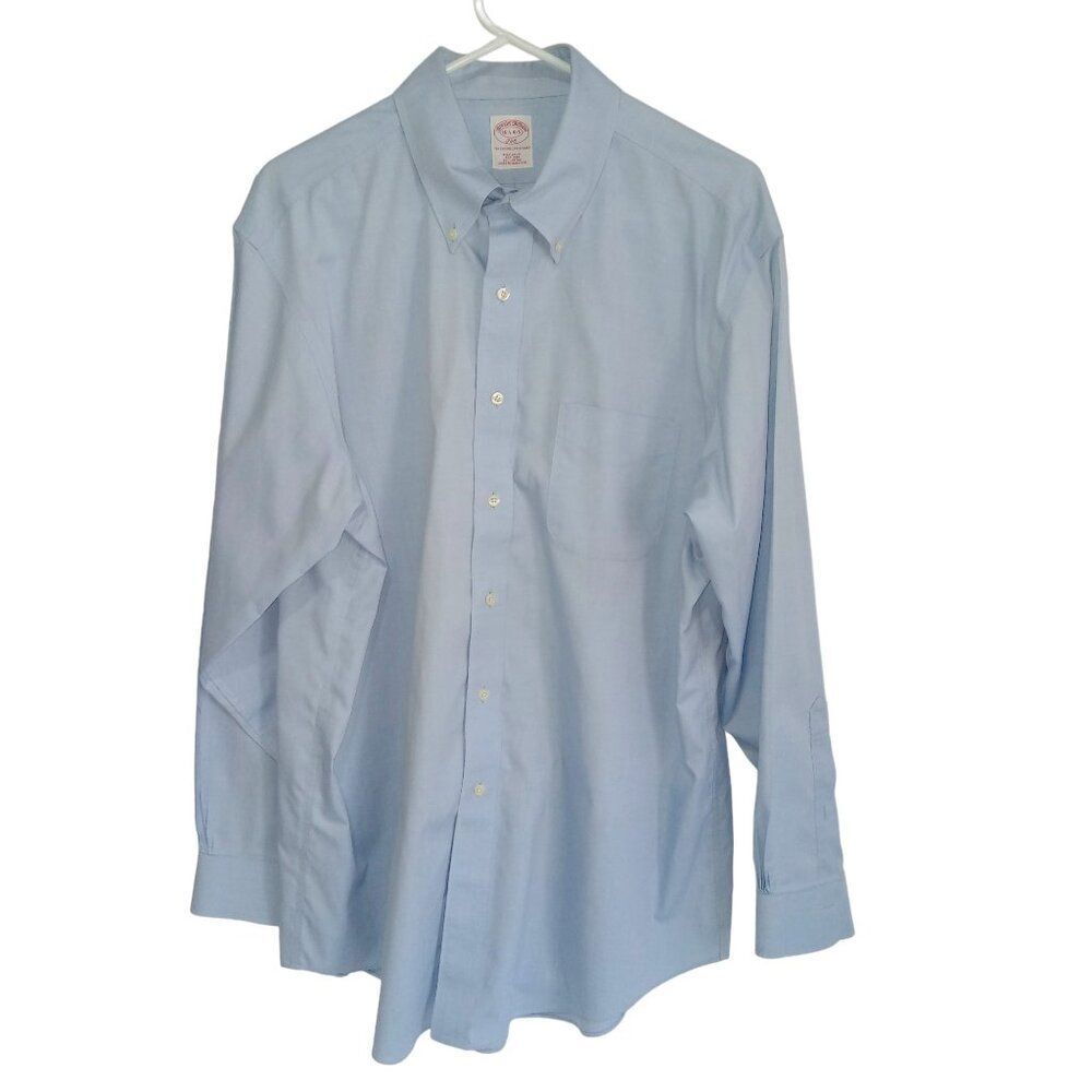 Brooks Brothers 346 Shirt 161/2 4/5 Non-Iron blue Button Up